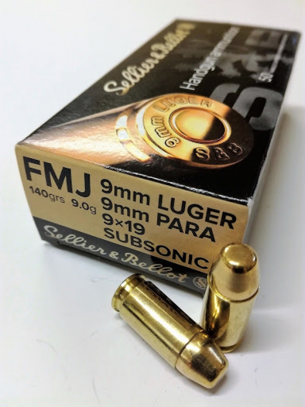 Sellier & Bellot 9mm LUGER Para FMJ SUBSONIC 9,0g/140grs