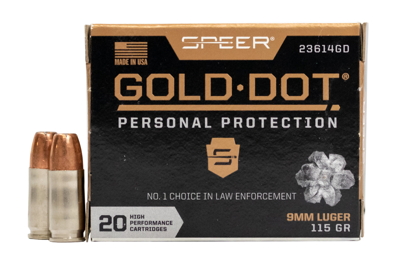 Speer 9mm Luger 115grs Gold Dot Personal Protection Hollow Point 20/Box