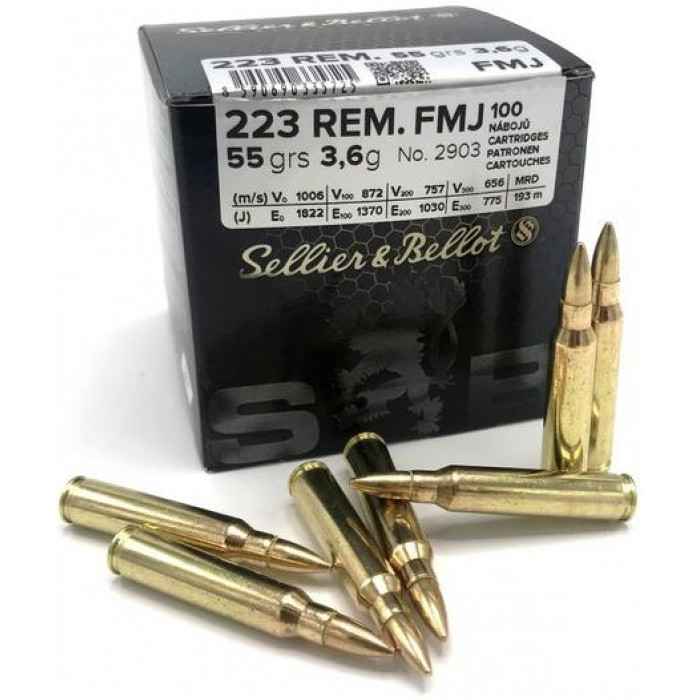 Sellier & Bellot .223 Rem, FMJ 3.6g/55grs - 100ks