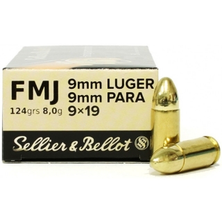 Sellier & Bellot 9mm LUGER Para FMJ 8,0g/124grs