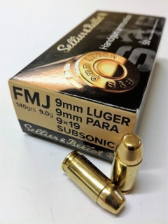 Sellier & Bellot 9mm LUGER Para FMJ SUBSONIC 9,0g/140grs