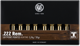 RWS .222 Rem. SOFTPOINT Teilmantel spitz 3,24g/50grs