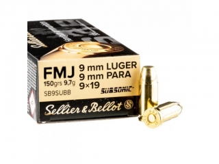 Sellier & Bellot 9mm Luger FMJ SUBSONIC 9,7g/150grs
